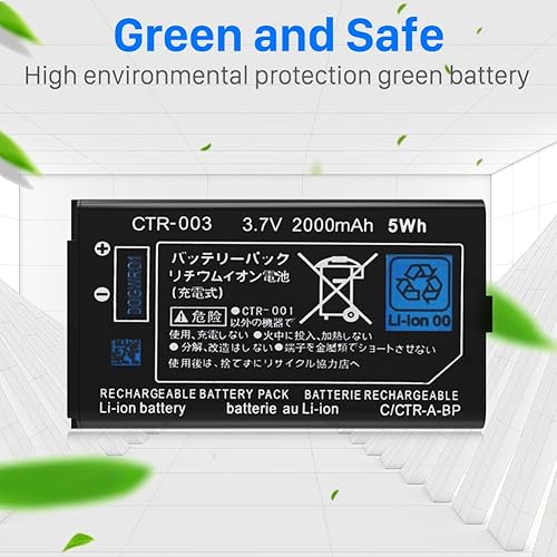 Miniatura 4 de Batería de repuesto de iones de litio de 2000 mAh para CTR-003, de ultra alta capacidad para consola de juegos Nintendo CTR-001 MIN-CTR-001 3DS N3DS