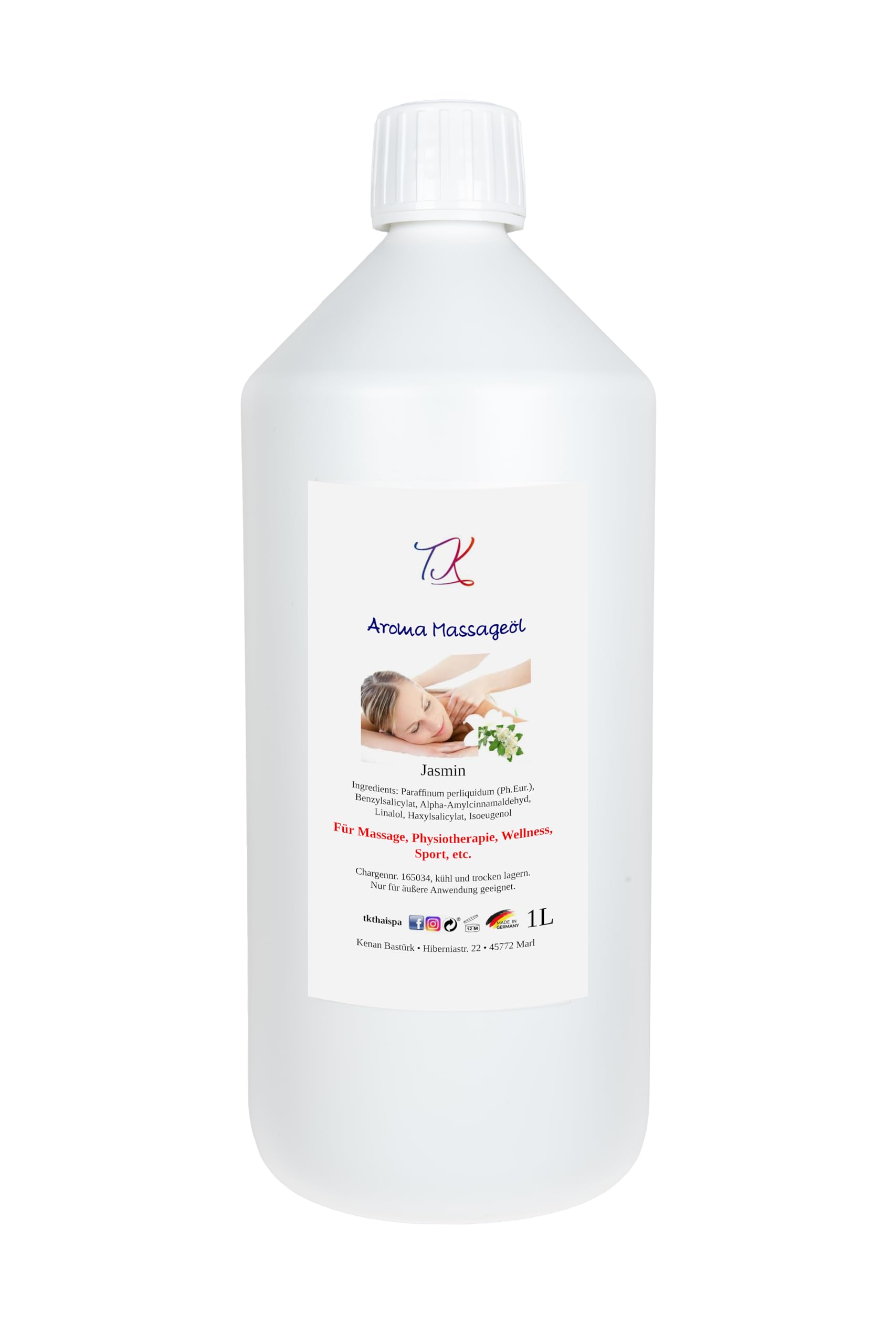 Aceite aromático para masaje, jazmín, para masajes, fisioterapia, bienestar, deportes, etc