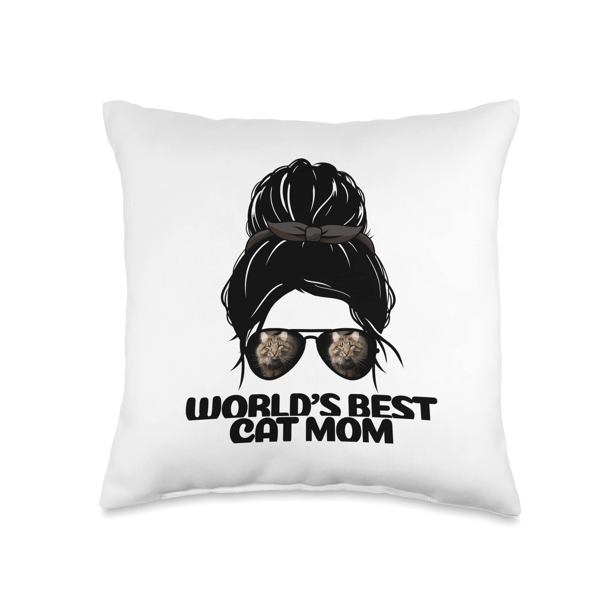 Ironpower Mother's Day Gift IdeasMaine Coon Mom B-Cute Cats for Mothers Throw Pillow, 16x16, Multicolor