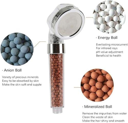 Miniatura 3 de Cuentas minerales aniónicas de repuesto para filtro de cabezal de ducha, bolas de filtración para suavizar la purificación del agua dura (gris, rojo