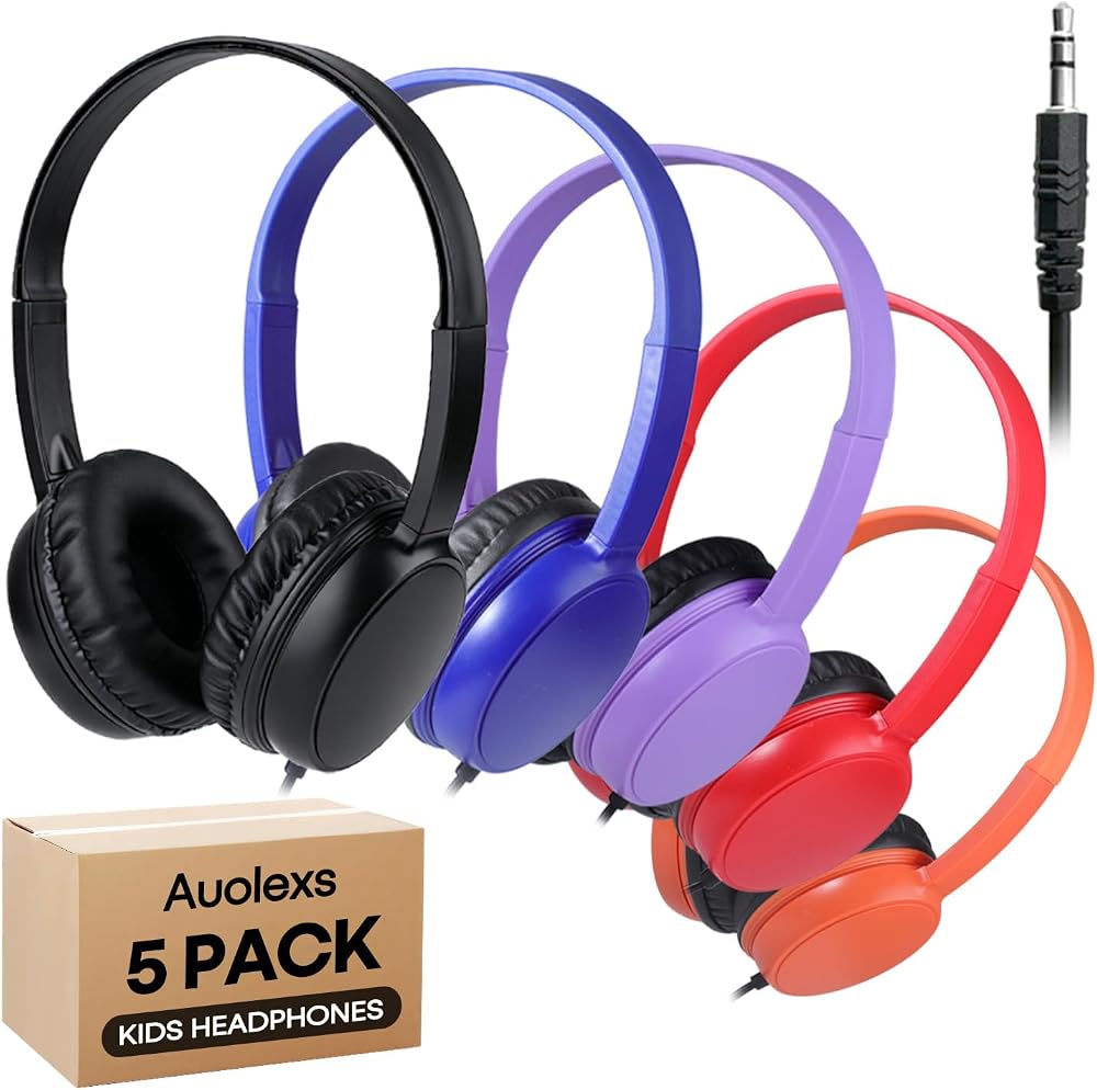 Kids Headphones Bulk 5 Pack for School Classroom, Color Varieties — 사진 1