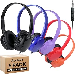 Kids Headphones Bulk 5 Pack for School Classroom, Color Varieties