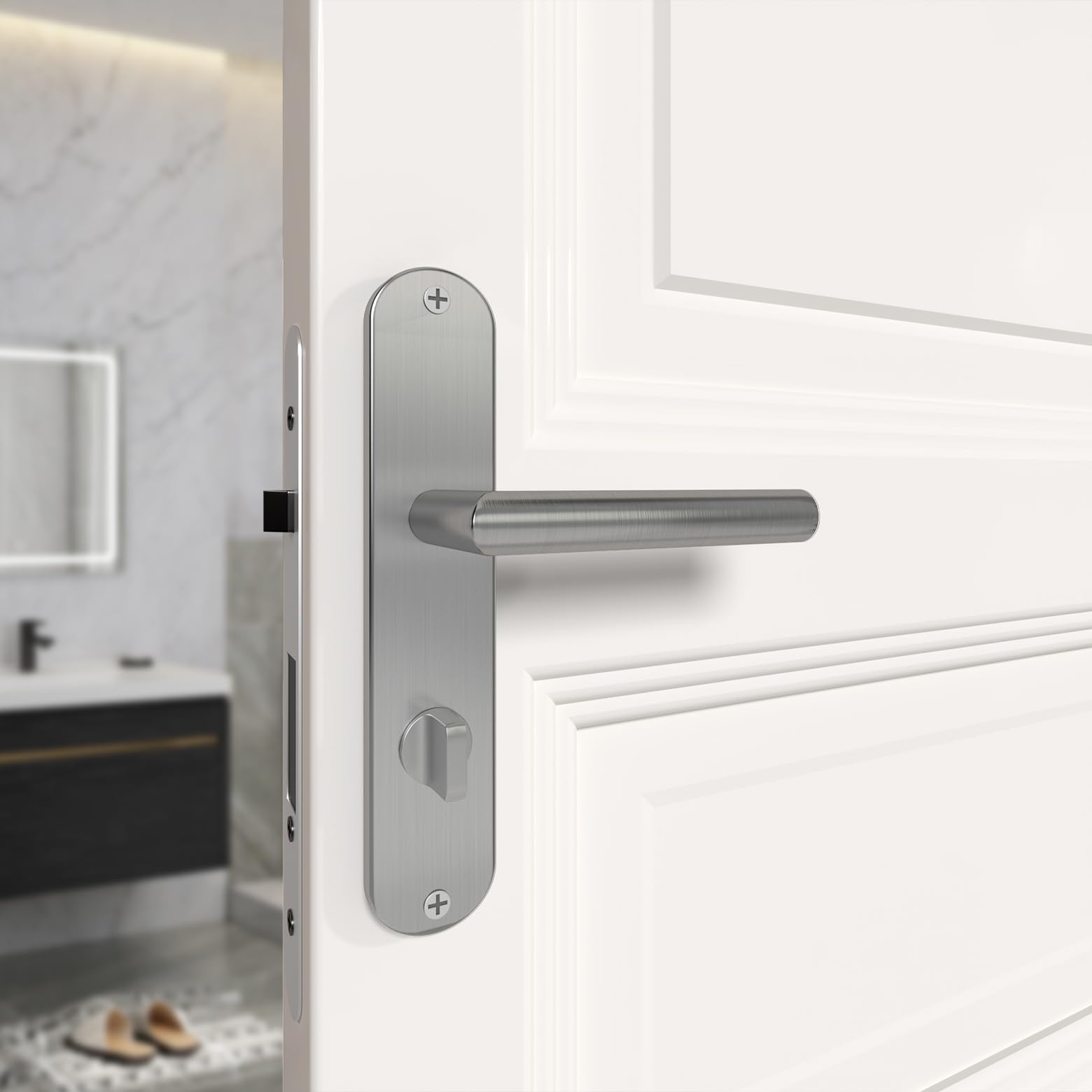 Drückergarnitur WC Badezimmer Türschloss Türgriffe Innentüren Türklinke 240 * 50 mm Silber