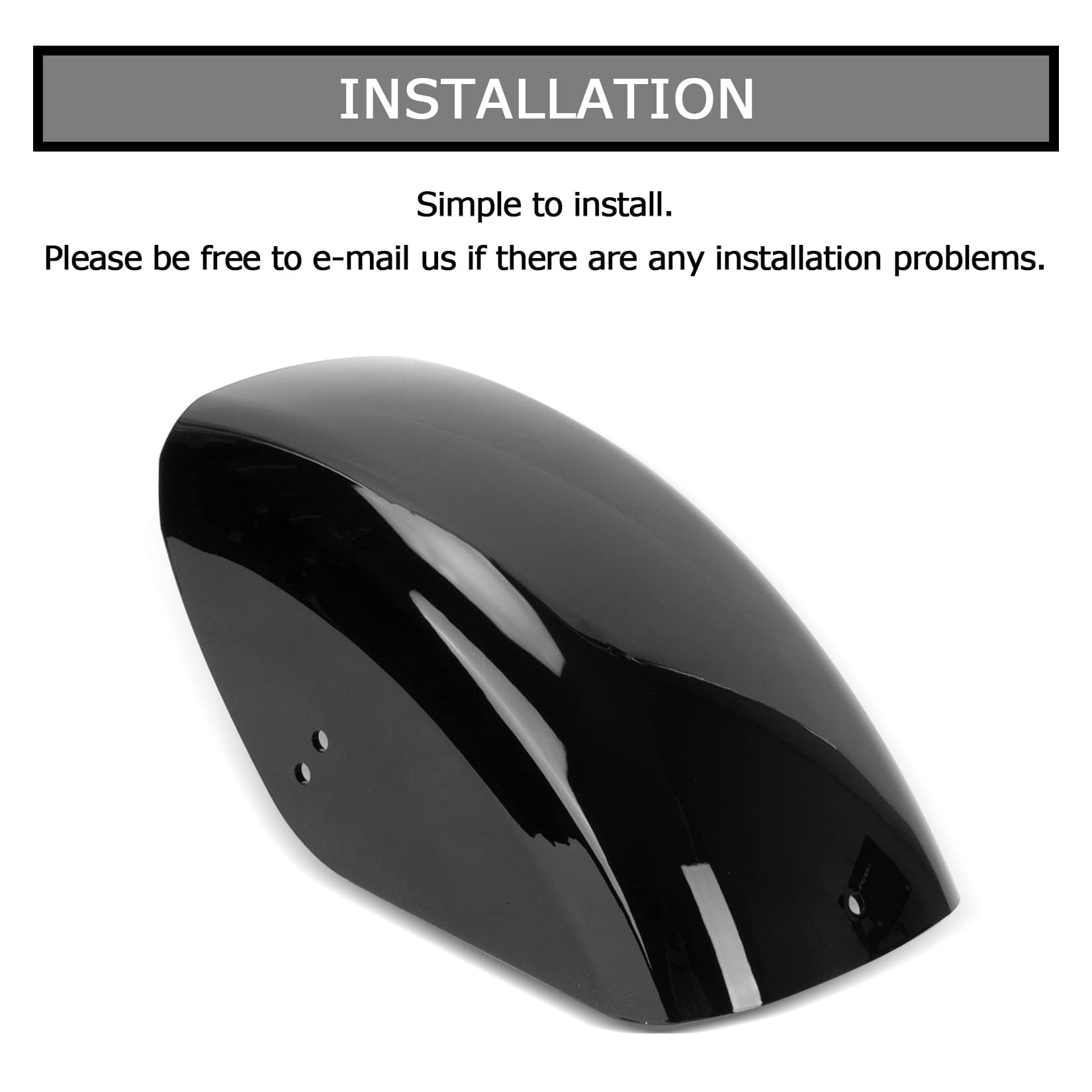 psler Garde-Boue Arrière Moto pour Harley-Davidson 1986-2022 Et La Plupart des Modèles De Motos(Plastique ABS) Noir