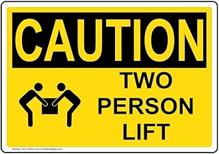 ComplianceSigns.com CAUTION Two Person Lift OSHA Sign, 7x5 inch Plastic for Industrial Notices