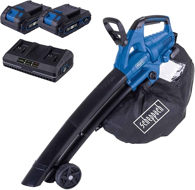 Scheppach Scheppach Akku Laubsauger/-bläser BC-BLV720-X | Luftleistung 720m³/h | Luftgeschwindigkeit 210 km/h | 4in1 Laubläser Brushless | 20V-IXES-Serie | 10 Jahre Garantie | mit 2x2Ah Akku & Doppelladegerät — Laubsauger