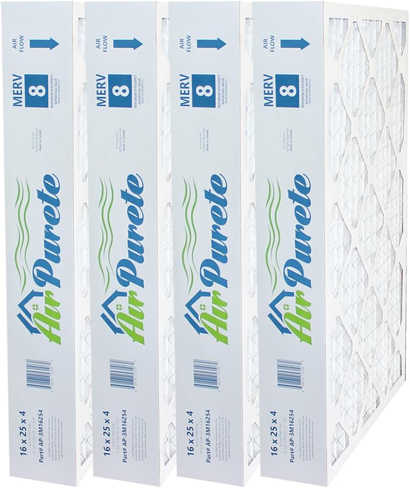 AirPurete Furnace Filter 16x25x4 (Actual Size 151/2" x 241/2" x 33/