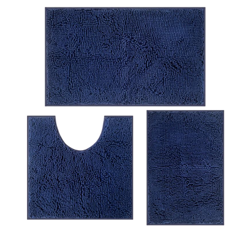RUN HELIX Non Slip Chenille Bath Mat, Versatile Soft Bathroom Mat & Shower Mat