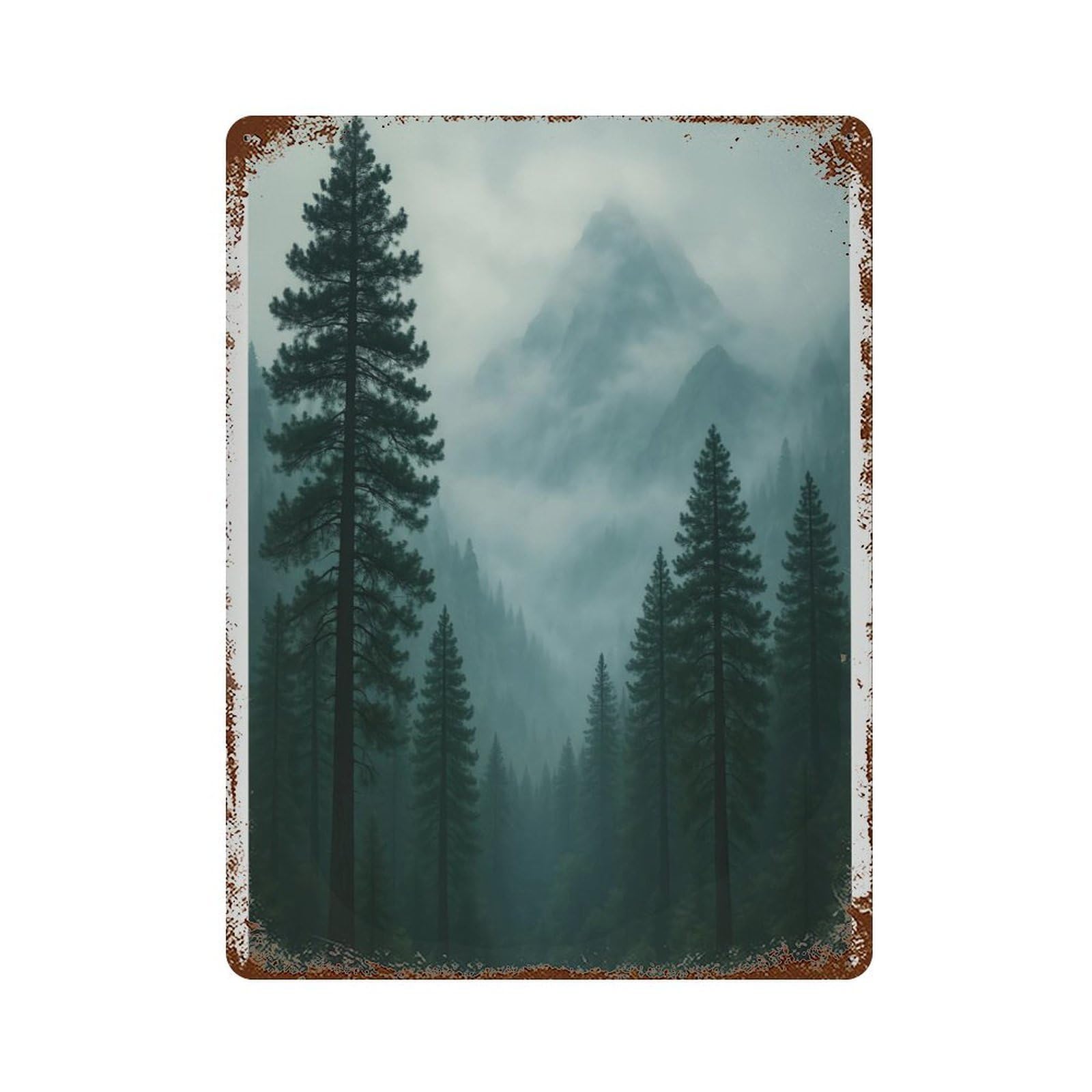 xiaoxiaoshen Misty Forest Mountain ， Green Landscape Photography Wall Decor Art Metal Tin Poster Modern Home Decor Art Home Bar Shop Decorations Vintage Sign 40x30cm