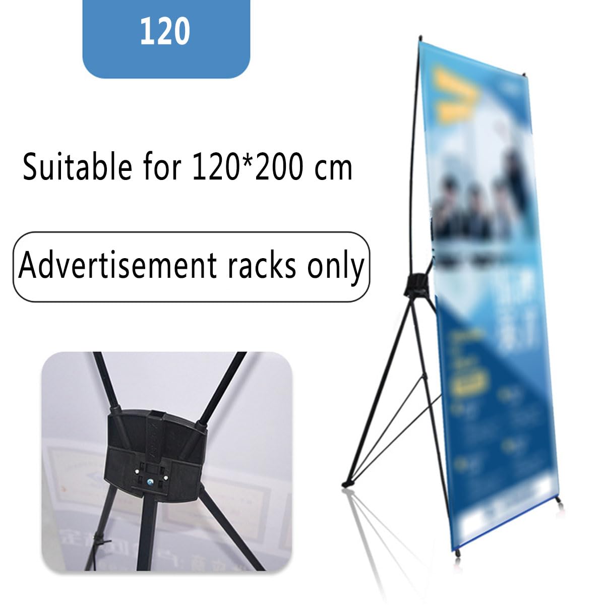Soporte para letreros de pie, Pedestal Ajustable, Soporte para Carteles, expositores metálicos, señalización, menú, Publicidad, 120 x 200 cm, Color Negro