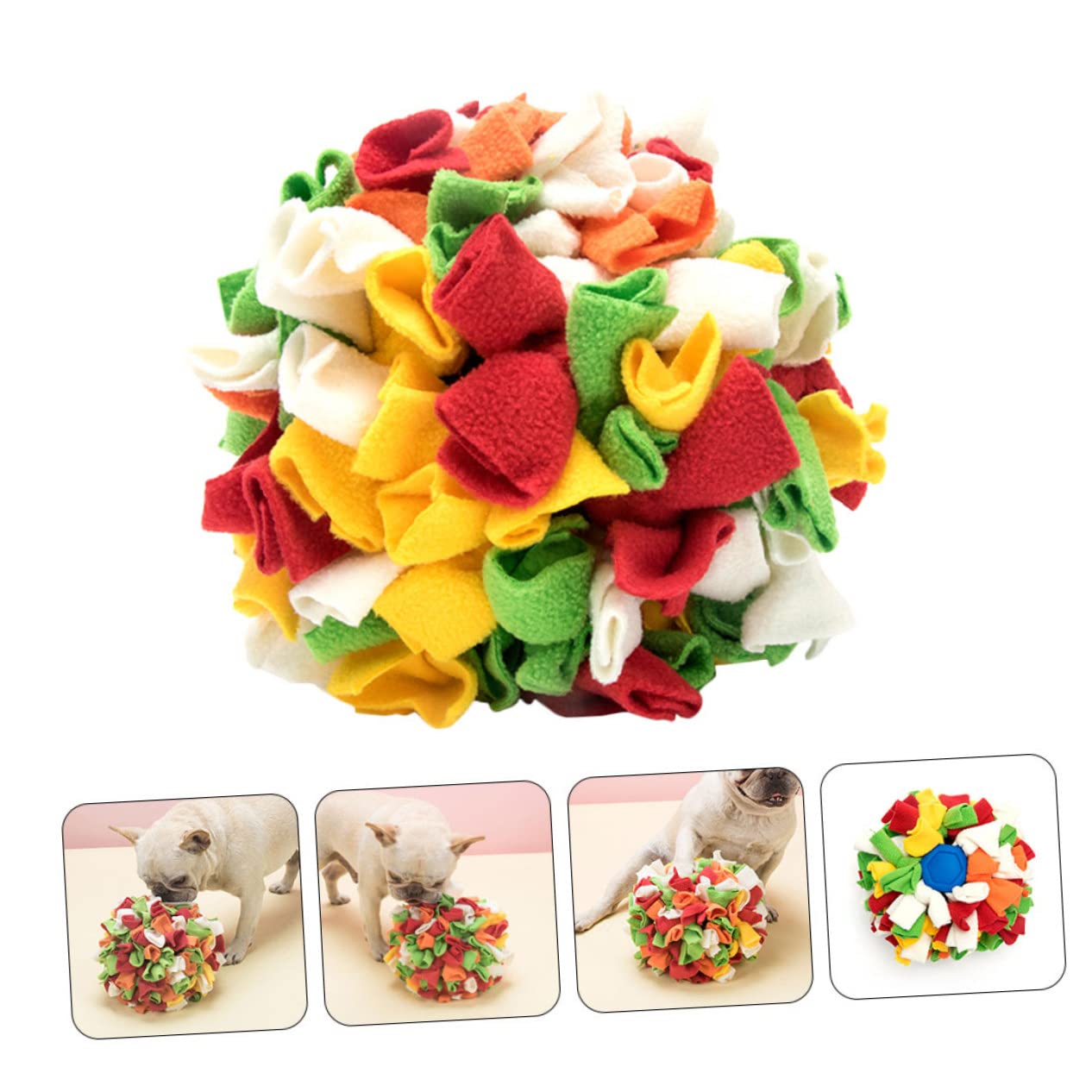 FRCOLOR Interaktiver Schnüffelball für Hunde aus Robustem TPR und Fleece Bissfest Waschbar Fördert Langsames Fressen und Geistige Beschäftigung Geeignet für Kleine und Mittelgroße