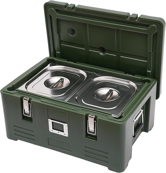 Insulated Food Pan Carrier, 32Qt Hot Box for Catering, Commercial Catering Food Warmer Soup Warmer with 2 Stainless Steel Pans, 7-8h Insulation, Top Loader Insulated Food Pan Holder