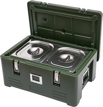 Insulated Food Pan Carrier, 32Qt Hot Box for Catering, Commercial Catering Food Warmer Soup Warmer with 2 Stainless Steel Pans, 7-8h Insulation, Top Loader Insulated Food Pan Holder
