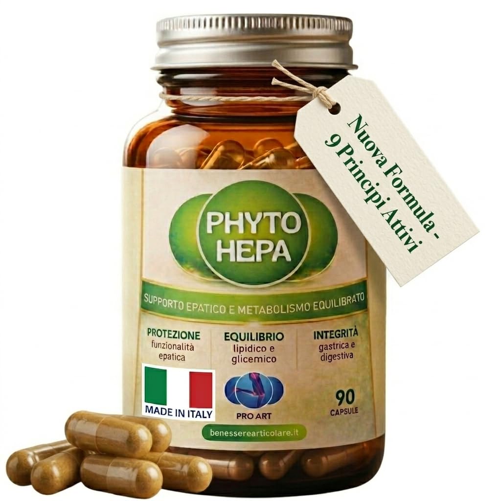PRO ART Phyto Hepa Berberina e Cardo Mariano Integratore Fegato con Supporto Glicemia e Colesterolo, Nuova Formula con 9 Principi Attivi ad Alta Biodisponibilità Made in Italy