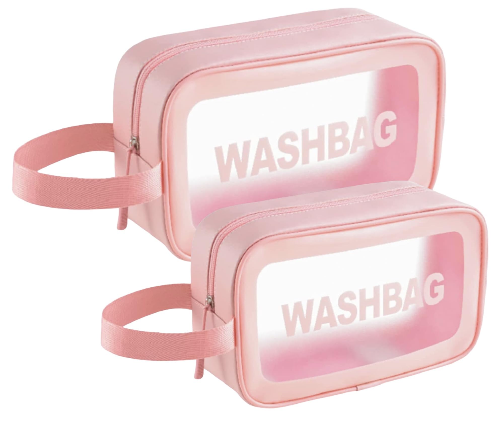KHAMOSH TRADERS™ 2 Pack Portable Zipper Makeup Wash Bag Organizer Carry Pouch Bag,Travel Storage Washbag for Women and Girls (Pack of 2 Bag) (Pink)-image-49