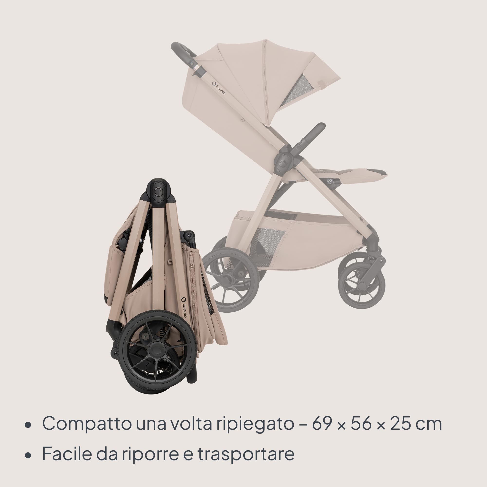 Lionelo BETT Passeggino Compatto fino a 22kg Pieghevole Leggero Reclinabile