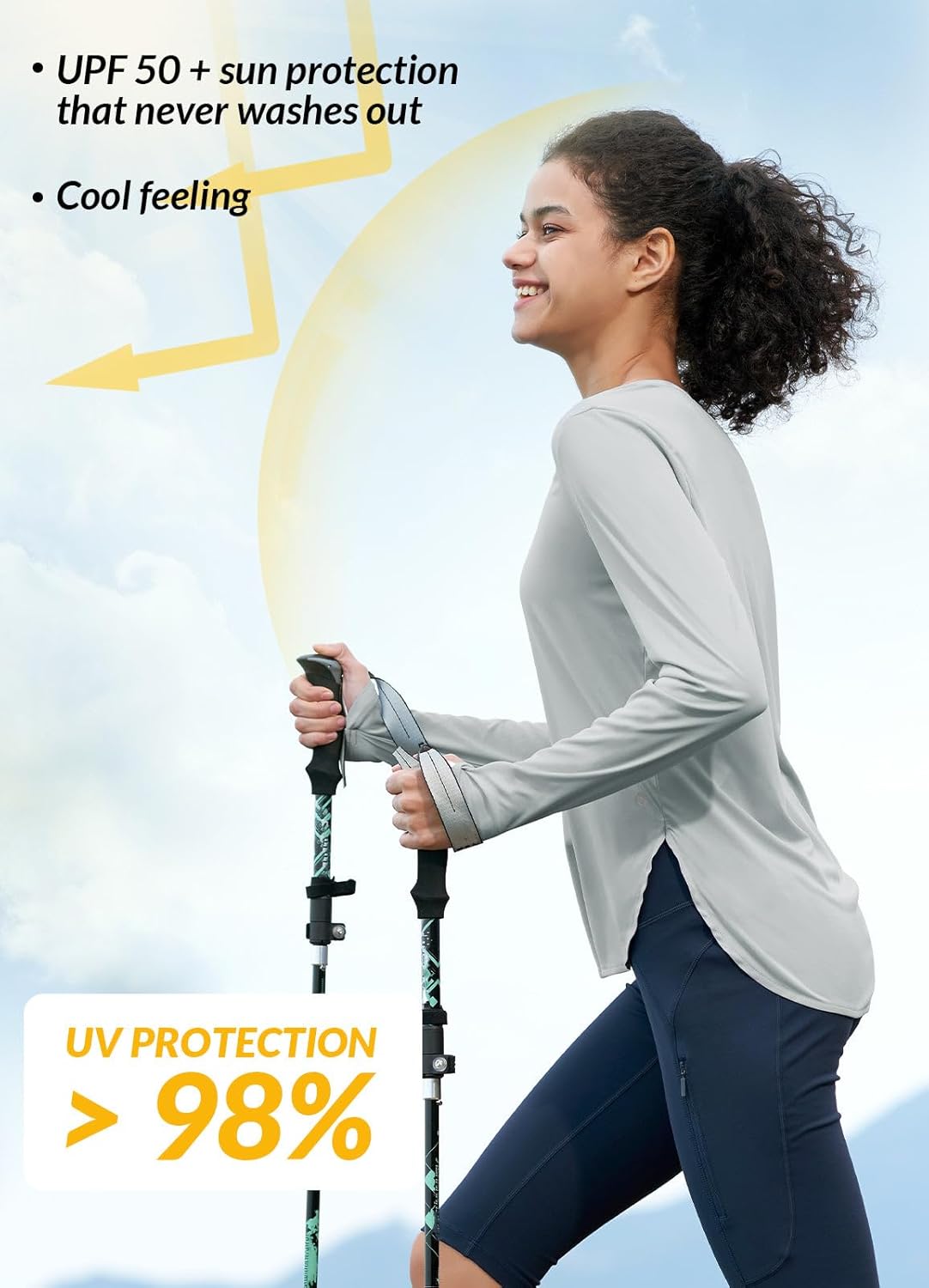 baleaf Sun-Dur Women's UPF 50+ Shirts Long Sleeve Workout Lightweight Shirt Quick Dry Clothing Running Shirts Athletic Tops