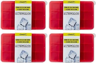 Kit Com 04 Forminhas De Gelo Em Silicone Com Tampa Ideal Para Papinha Bebê 15 Cubos Livre Bpa Prática Resistente BPBOXSHOP