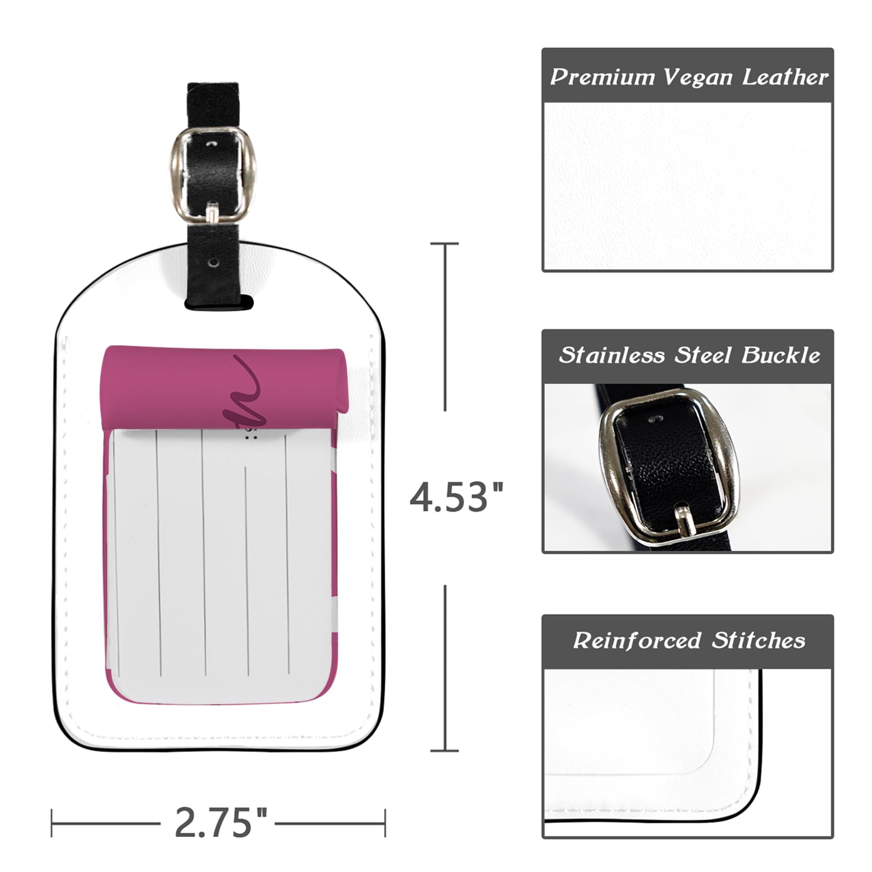 Etichetta per bagagli con monogramma personalizzata con nome Etichetta per bagagli in pelle con iniziale personalizzata per valigie, protezione della privacy Nome etichette da viaggio Etichette ID per