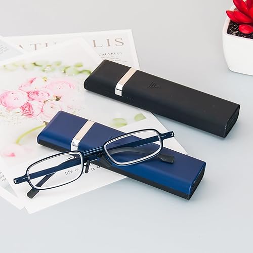 Miniatura 7 de MMOWW Paquete de 2 lentes de lectura para hombres y mujeres, pequeños lectores de computadora ligeros con estuche portátil