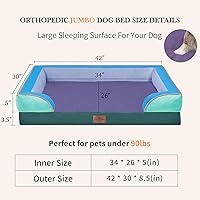 Vista 253 de Comfort Expression - Cama ortopédica para perros extragrandes, 53 x 42 pulgadas, cama impermeable y de apoyo de espuma con cojines removibles