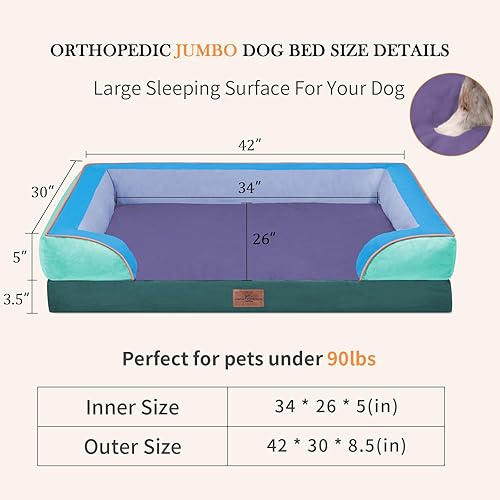 Miniatura 253 de Comfort Expression - Cama ortopédica para perros extragrandes, 53 x 42 pulgadas, cama impermeable y de apoyo de espuma con cojines removibles, con