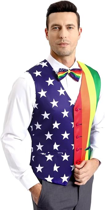 2-Piece Festival Suit Vest for Men, Party Waistcoat Vest & Bow Tie