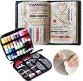 Saker Stitch Book Embroidery Kit: All-in-One Linen Embroidery Reference Guide with Multiple Sewing Tools, Floss, Needles & Scissors - Portable Embroidery Kit for Beginners Enthusiasts, Handmade Gift