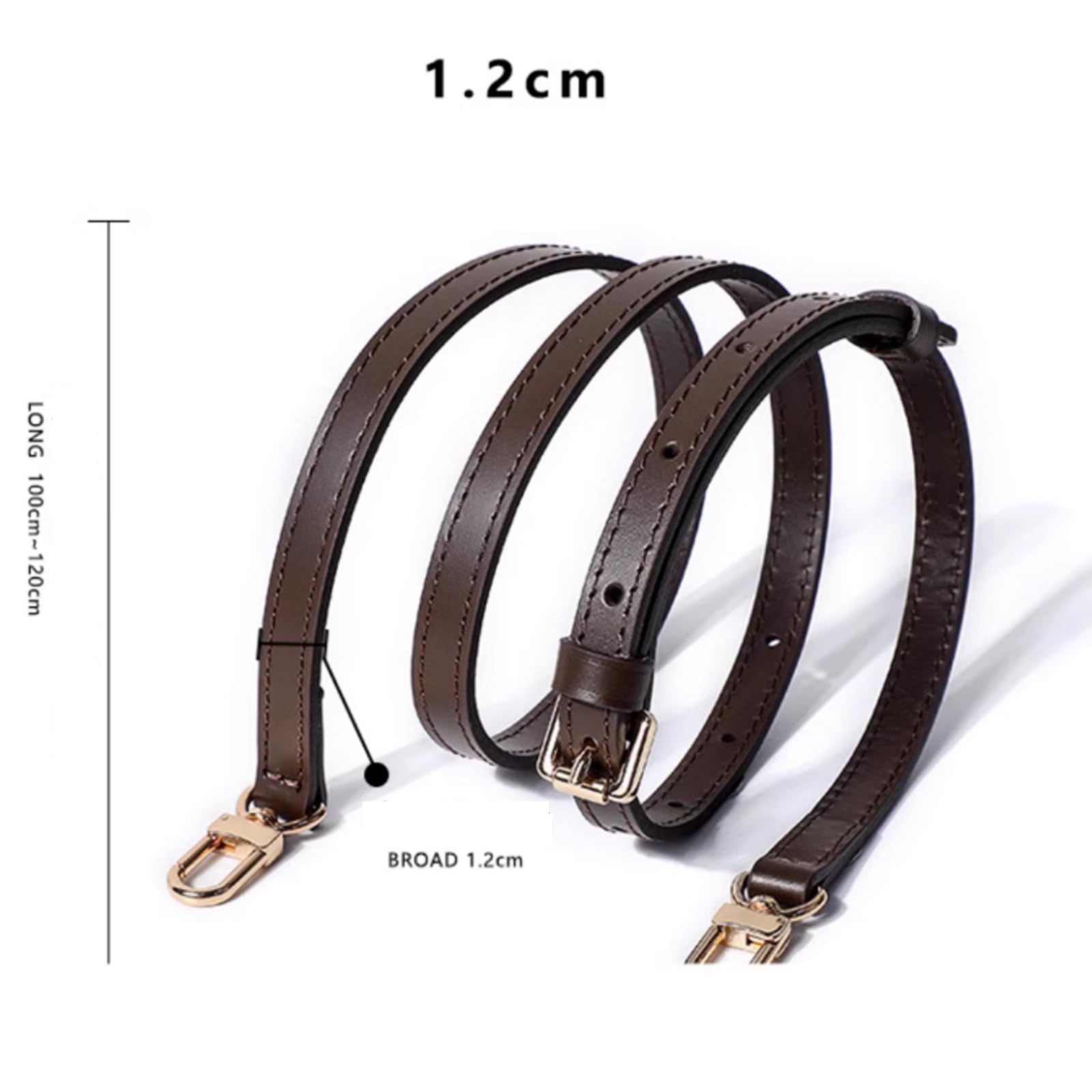Cinghia di ricambio in pelle per borsa, cinghie regolabili con regolatore per borsa, lunghezza 102-120 cm (marrone, larghezza 1,5 cm)