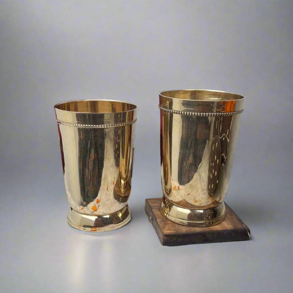 Brass Plain Glass with Velvet Box Set of 2 Glasses
