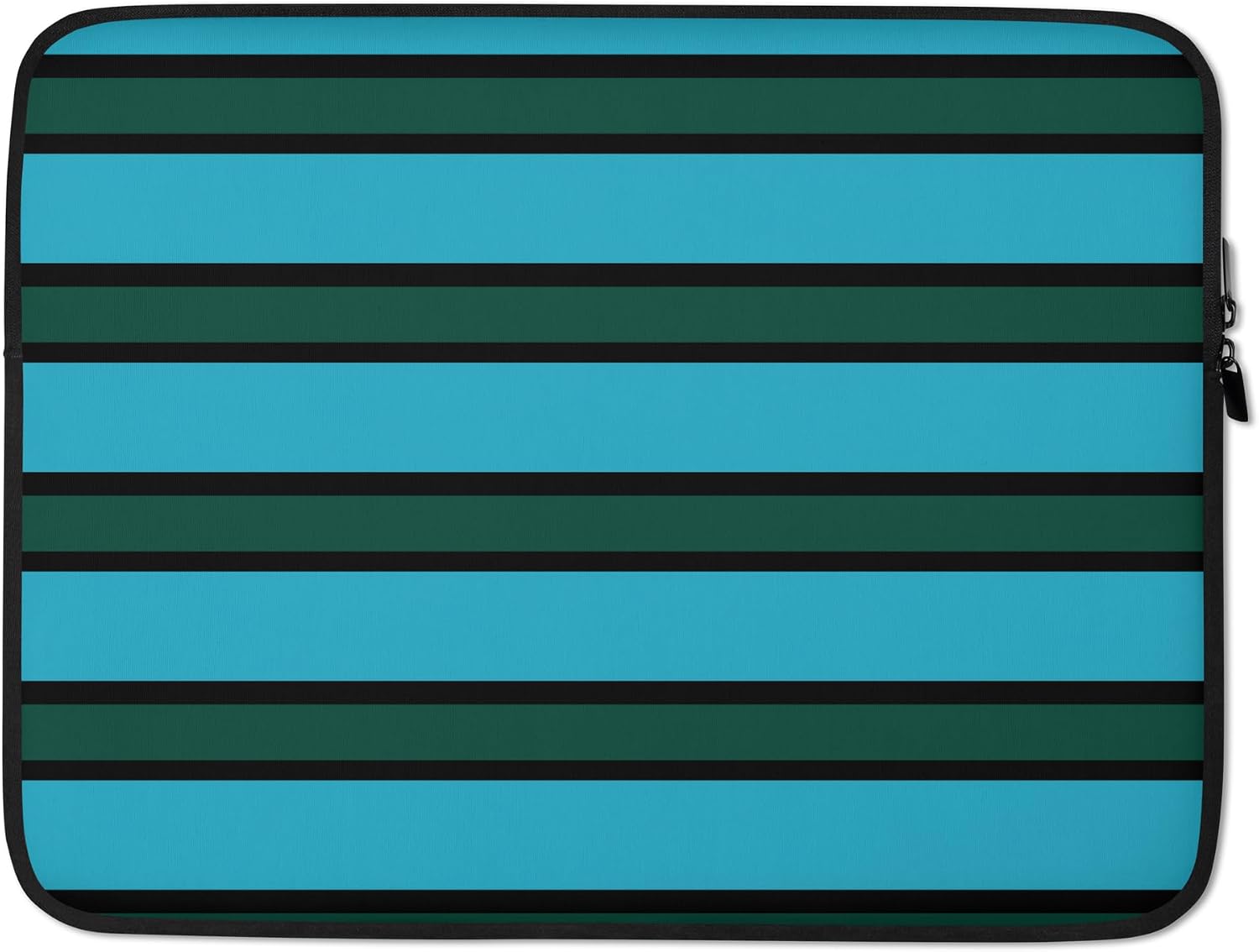 Teal Dark Green Horizontal Stripes Pattern Design Graphic Laptop Sleeve image 5