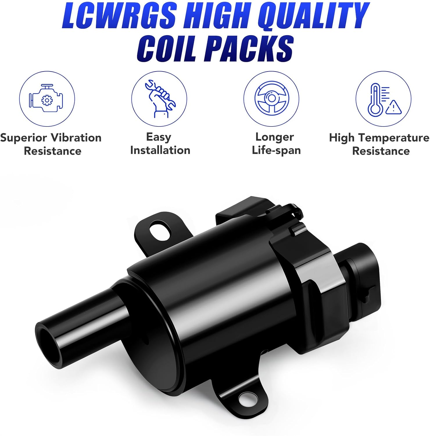 Set of 8 Round Ignition Coil Pack and Spark Plugs Fits for Chevy Silverado Suburban Tahoe Avalanche Express GMC Sierra Yukon 2000 2001 2002 2003 2004 2005 2006 4.8 5.3 6.0 V8 Replaces UF262 C1251