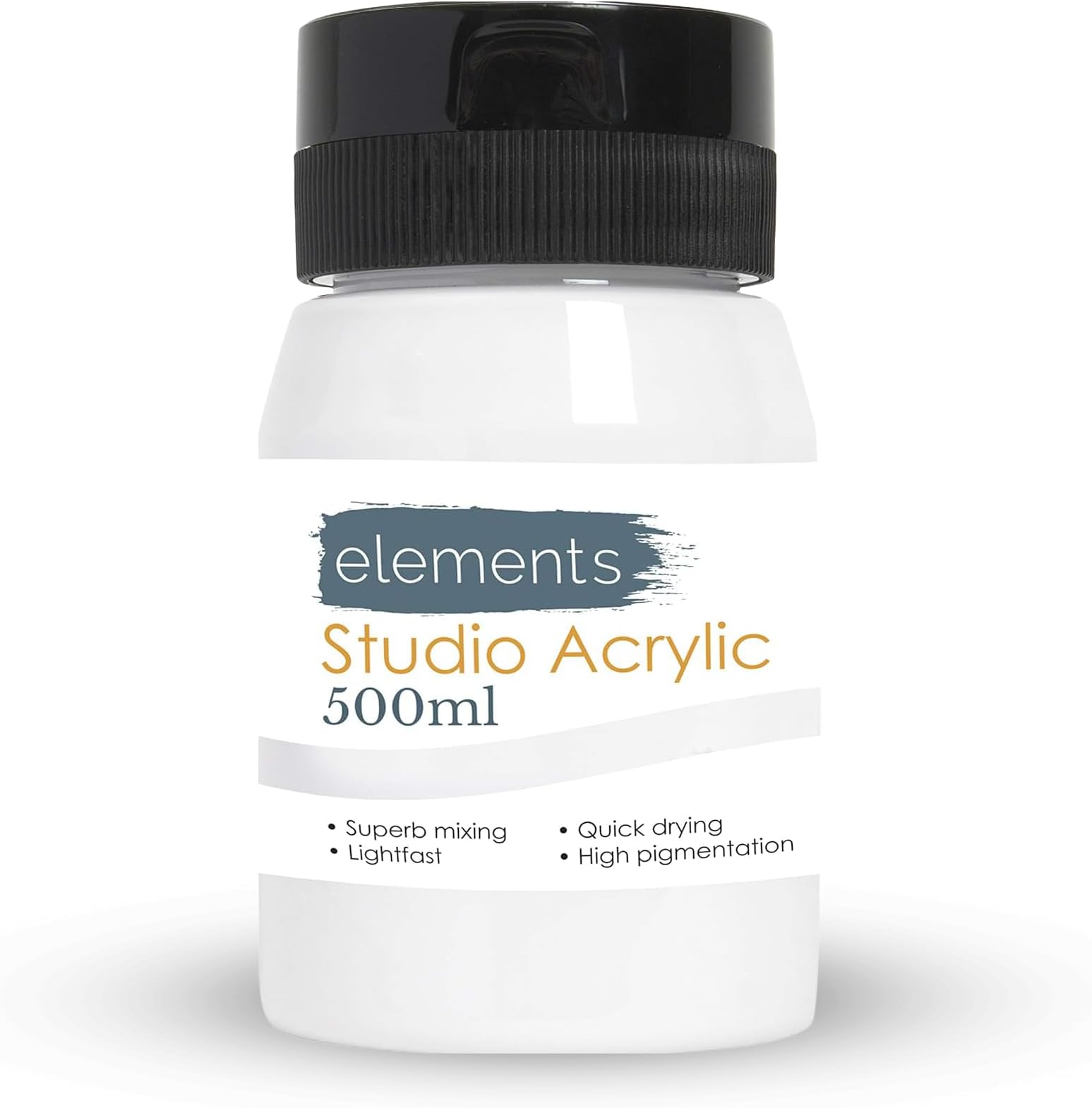 Elements 500ml Acrylic Paint 500 ml Tub - Quick Drying Acrylic Paints with High Pigment and Vibrant Colour Pigment Titanium White