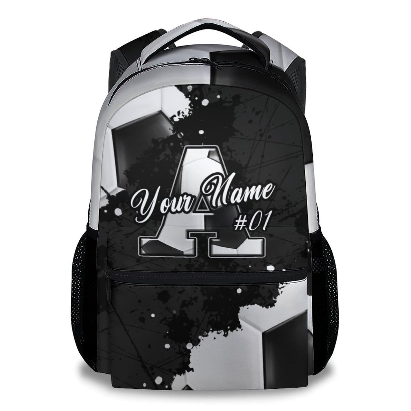 COZYAURA Kids Backpack - Custom Initial Soccer Backpacks for Boys & Girls - Personalized Monogrammed Bookbag - 17 Inch Sports Theme School Bag for