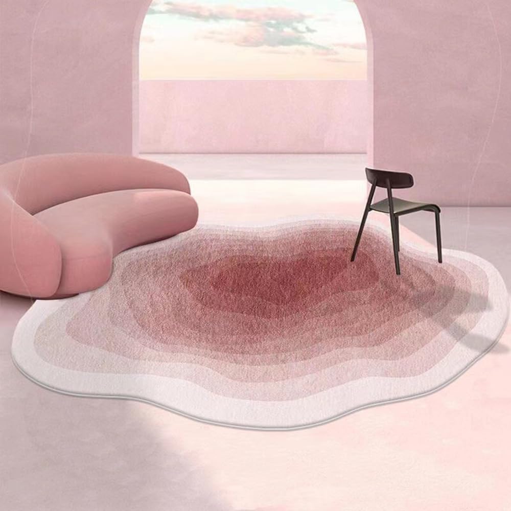 Tappeto in morbido peluche a pelo corto, antiscivolo, design irregolare, lavabile, per soggiorno, radice di loto, 80 x 160 cm, perfetto per decorare la casa