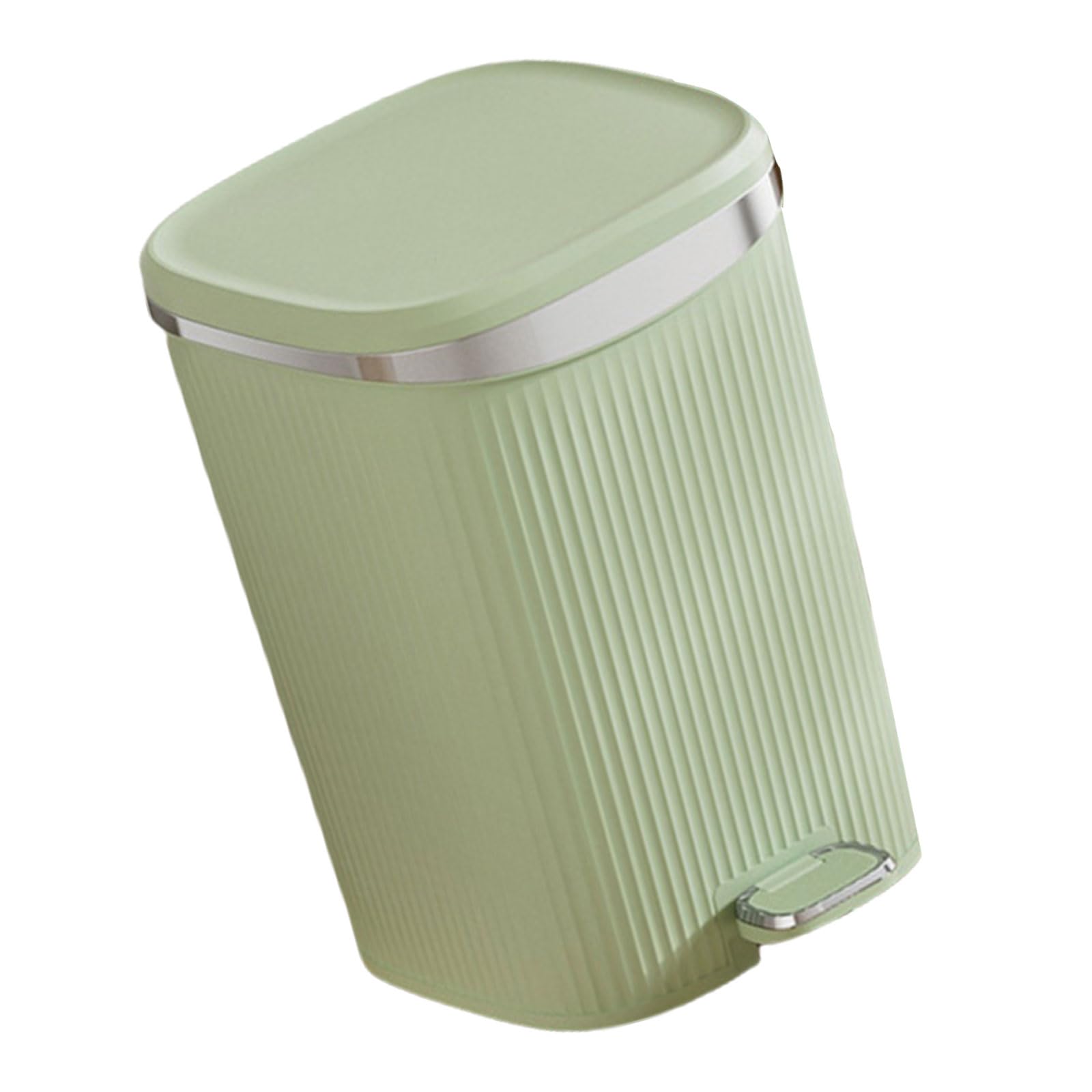 Elnwnnkc Electroplated Green Pedal Operated Waste Basket, Step Trash Can For Household Workplace, Durability Dustbin Sealed Lid Designs Pedal Trash Can