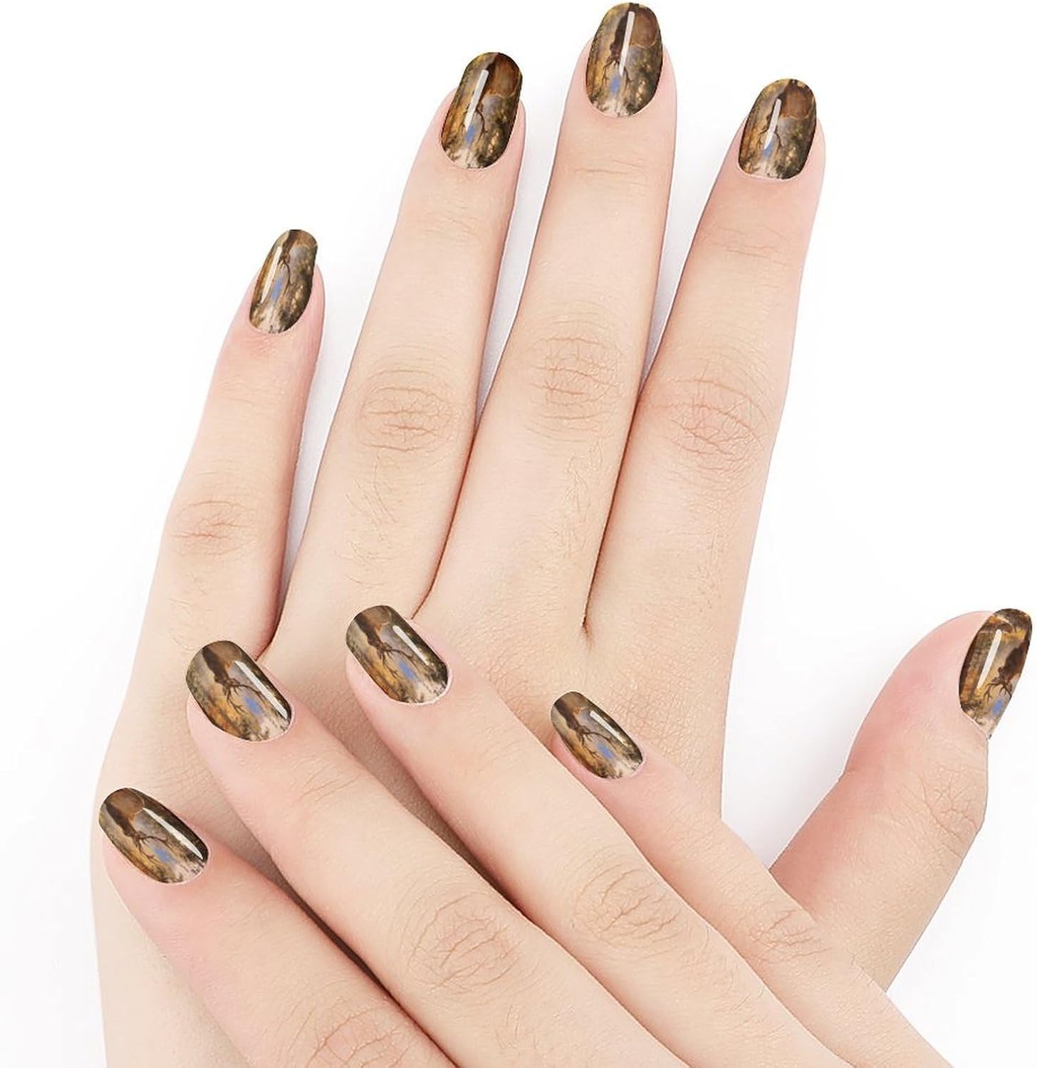 Elk Forest Landscape PaintingSummer Nail Stickers Nail Strips | Nail Art Stickers of 10 sets with decorate fingernails,toenails,artificial nails Full Cover Easy On-Off Non-Damaging