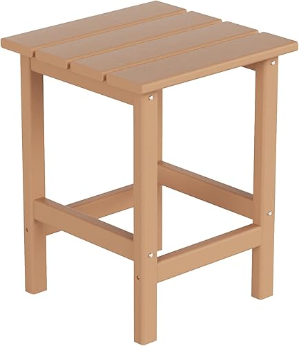 WestinTrends Mesa auxiliar para exteriores, para todo tipo de clima, de madera de polietileno Adirondack, mesa auxiliar cuadrada para piscina,
