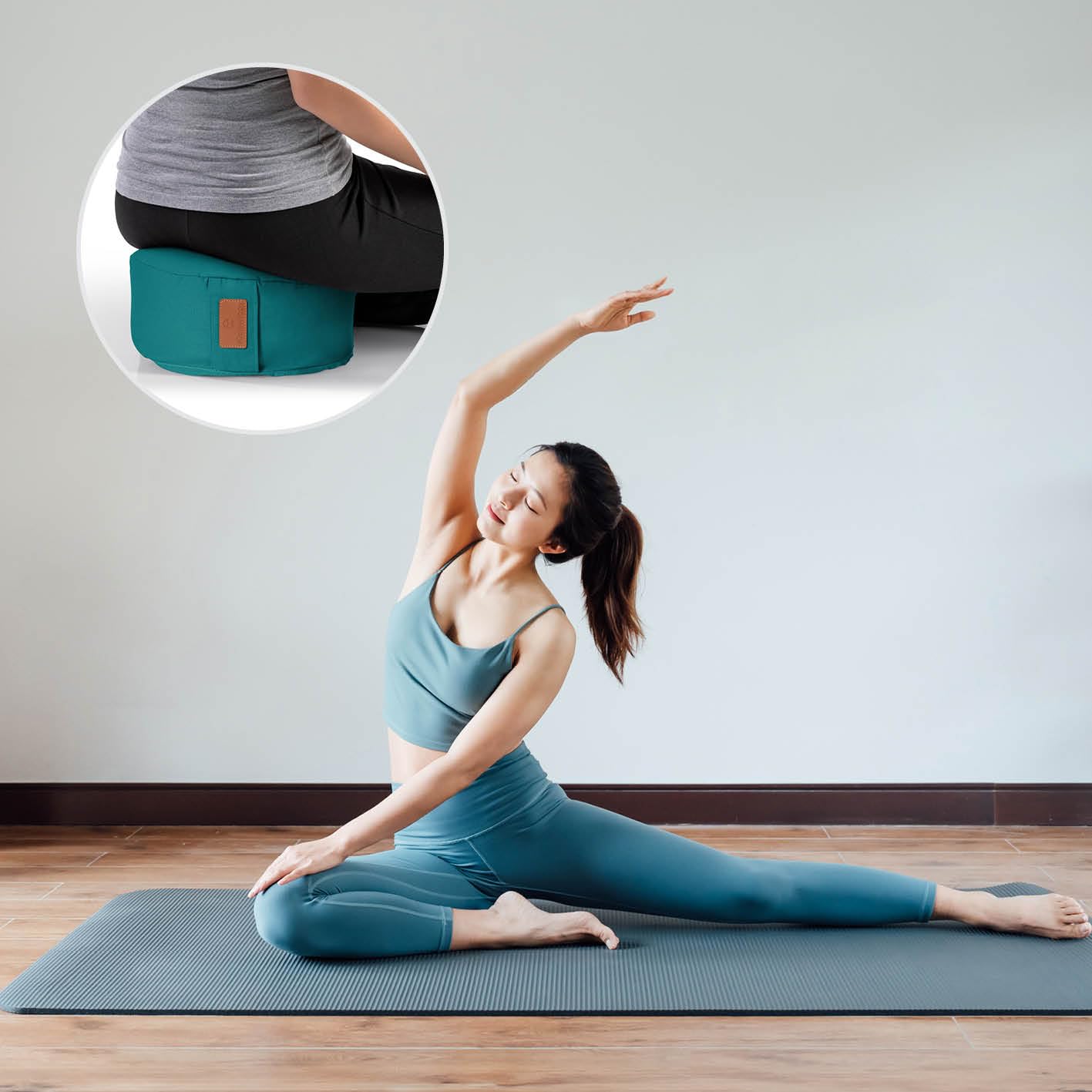 Cuscino da yoga »Vishnu« chiusura con cordoncino & pula di farro bio (coltivaz. biolog. controllata) / altezza ca 15cm e ca. 30cm diametro - ideale come cuscino yoga / cuscino zafu / cuscino meditazione / supporto meditazione / elevato comfort alla seduta