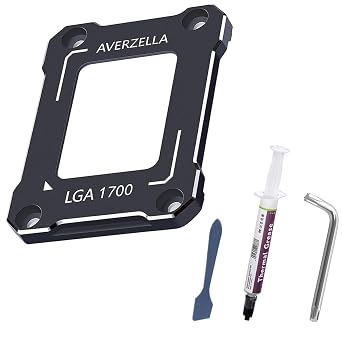 Anti-Bending Contact Frame Retrofit Kit for Intel 12th/13th/14th Gen CPUs, CNC Aluminum CPU Buckle, Compatible with LGA 1700 Socket Motherboards with 2g 5.15W/MK CPU Thermal Black
