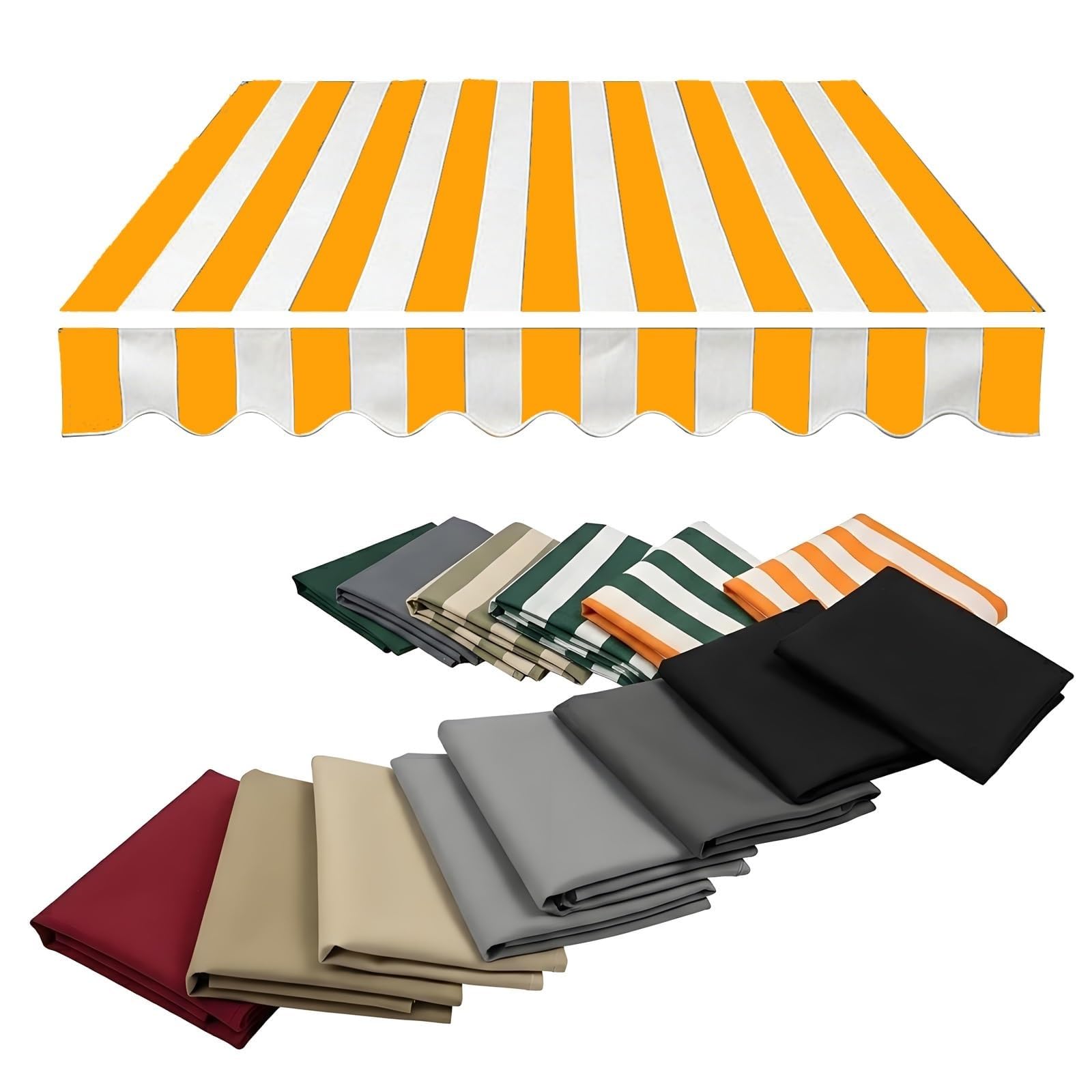 Tende Da Sole A Bracci Estensibili Per Balcone Esterno Patio Telo Di Ricambio Per Tenda Da Sole Retrattile Tessuto Di Ricambio Impermeabile Antistrappo(Yellow white,360x300cm)