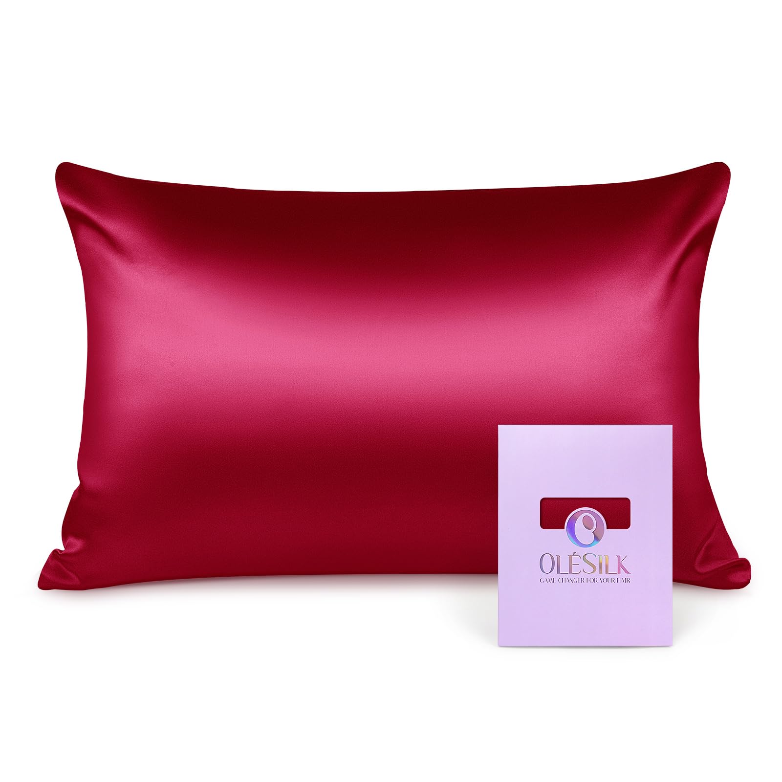 OLESILK Seide Kissenbezug Kissenhülle Haar- und Hautpflege mit Reißverschluss 16 Momme 1 Stück Weinrot 50x70cm
