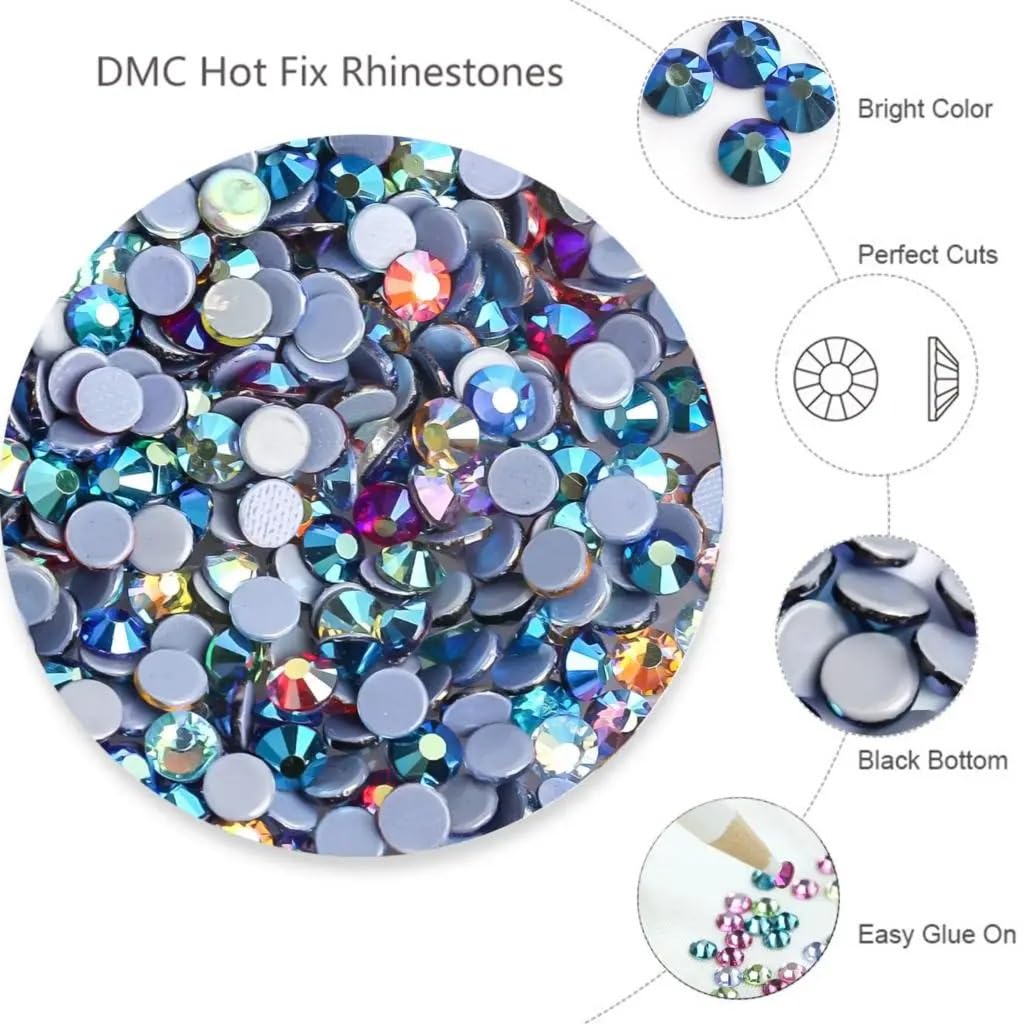 Strasssteine Große Tasche, große Verpackung, Hotfix-Strasssteine, Glas mit Flacher Rückseite, for Aufbügeln for Hochzeitskleid-Dekorationen(5,SS30-2880pcs)