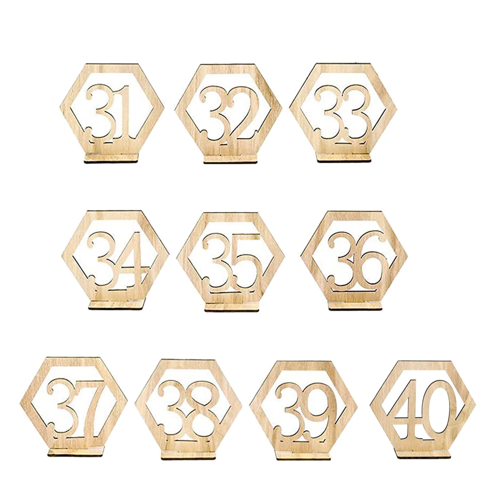 Elnwnnkc A 10Pcs / Set Hexagon Wood Table Number Sign Table Decoration Supplies Dormitory Party Supplies Club Number