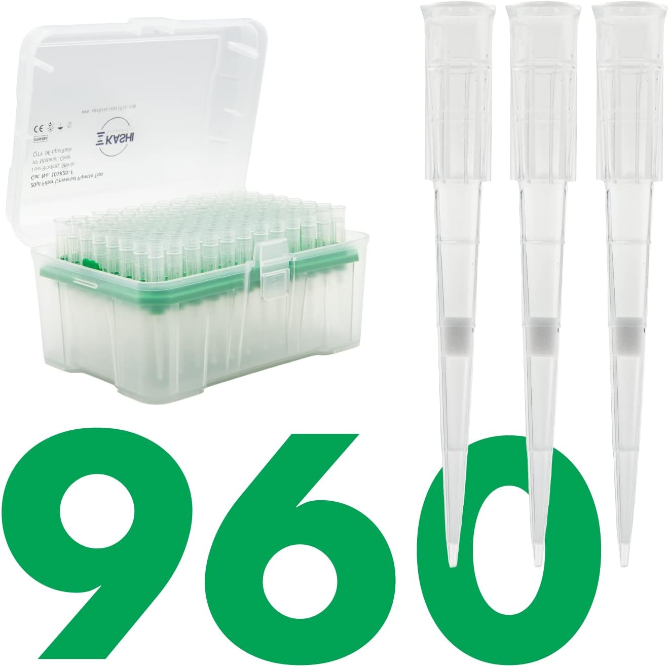 20uL Filter Pipette Tips - Kashi Scientific Universal Lab Pipette Tips for P20 Pipettes - Sterile Pipette Tips 20 ul - DNase/RNase/Pyrogen Free, Low Binding, 10 Racks of 96 Tips