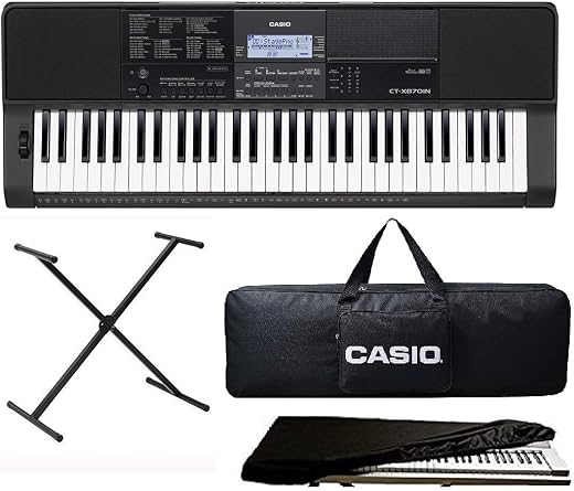 Casio CTX870IN 61-Key Portable Keyboard Combo Pack With Stand, Adapter, Padded Bag and Dust Cover