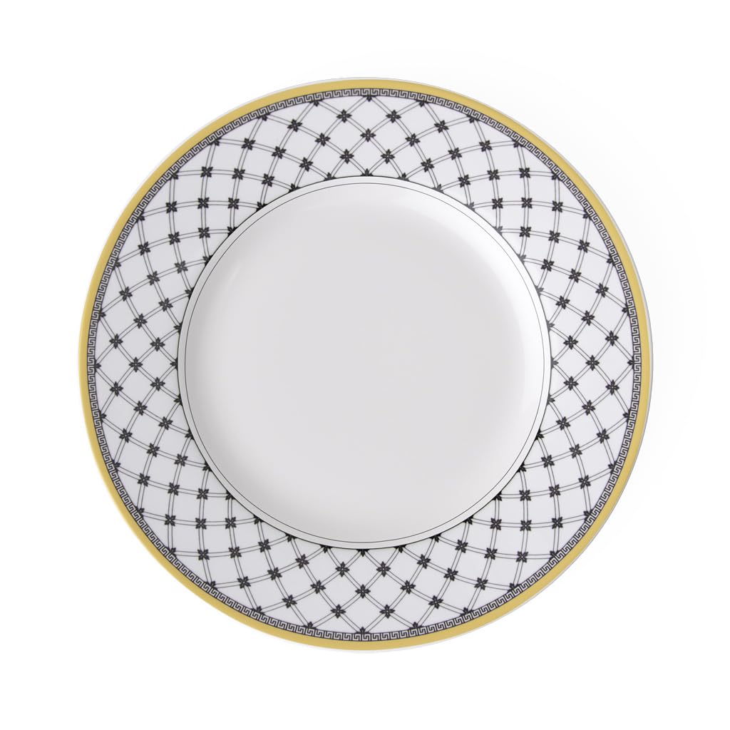 Villeroy & Boch Audun Promenade Salad Plate, 8.5 in, Premium Porcelain, White/Gray/Yellow