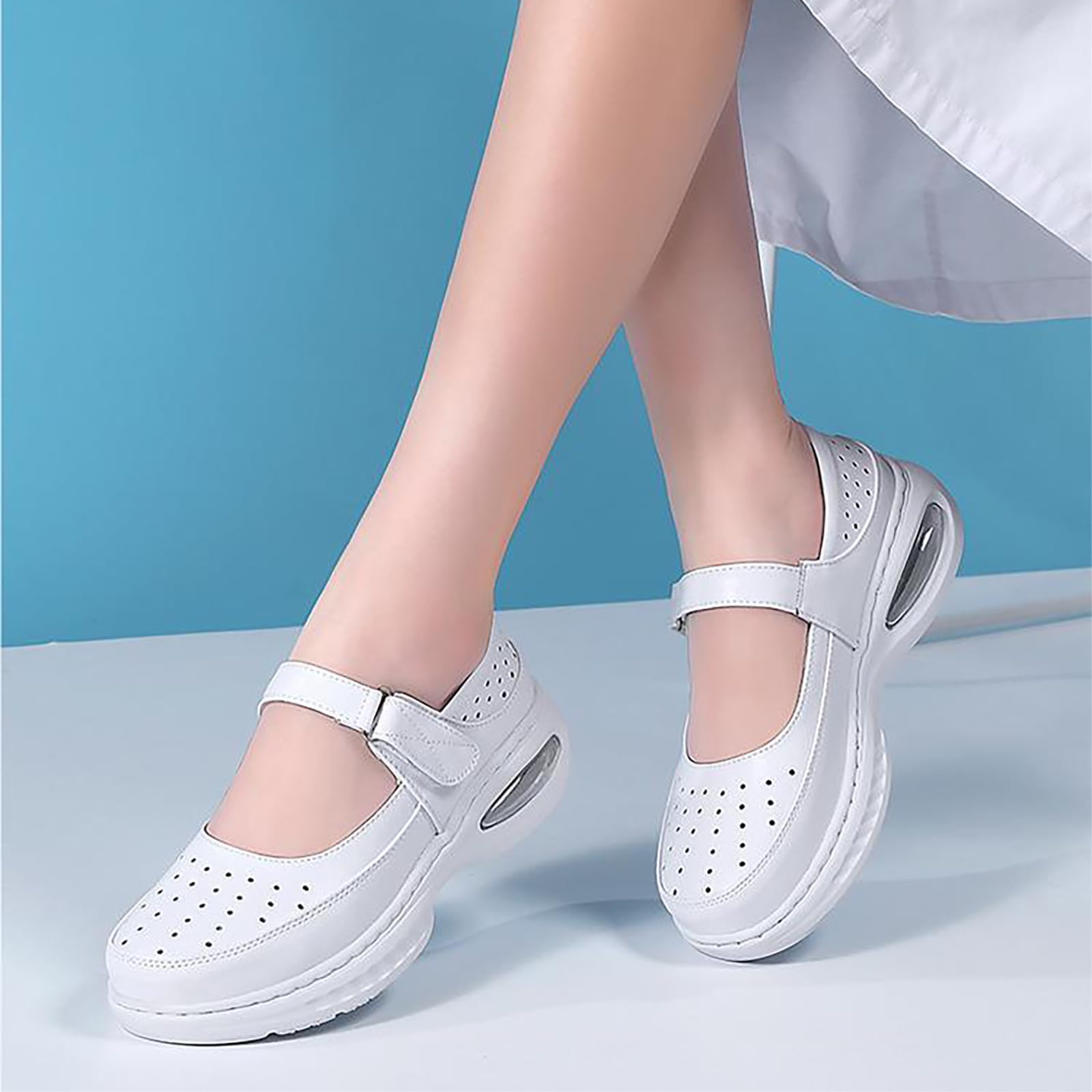 Zapatos de Trabajo para Mujer - Zapatos médicos Transpirables de EVA con Suela Suave y Suela Gruesa - Zapatos de Trabajo Ligeros y cómodos, Ideales para enfermería,White 2,39 EU