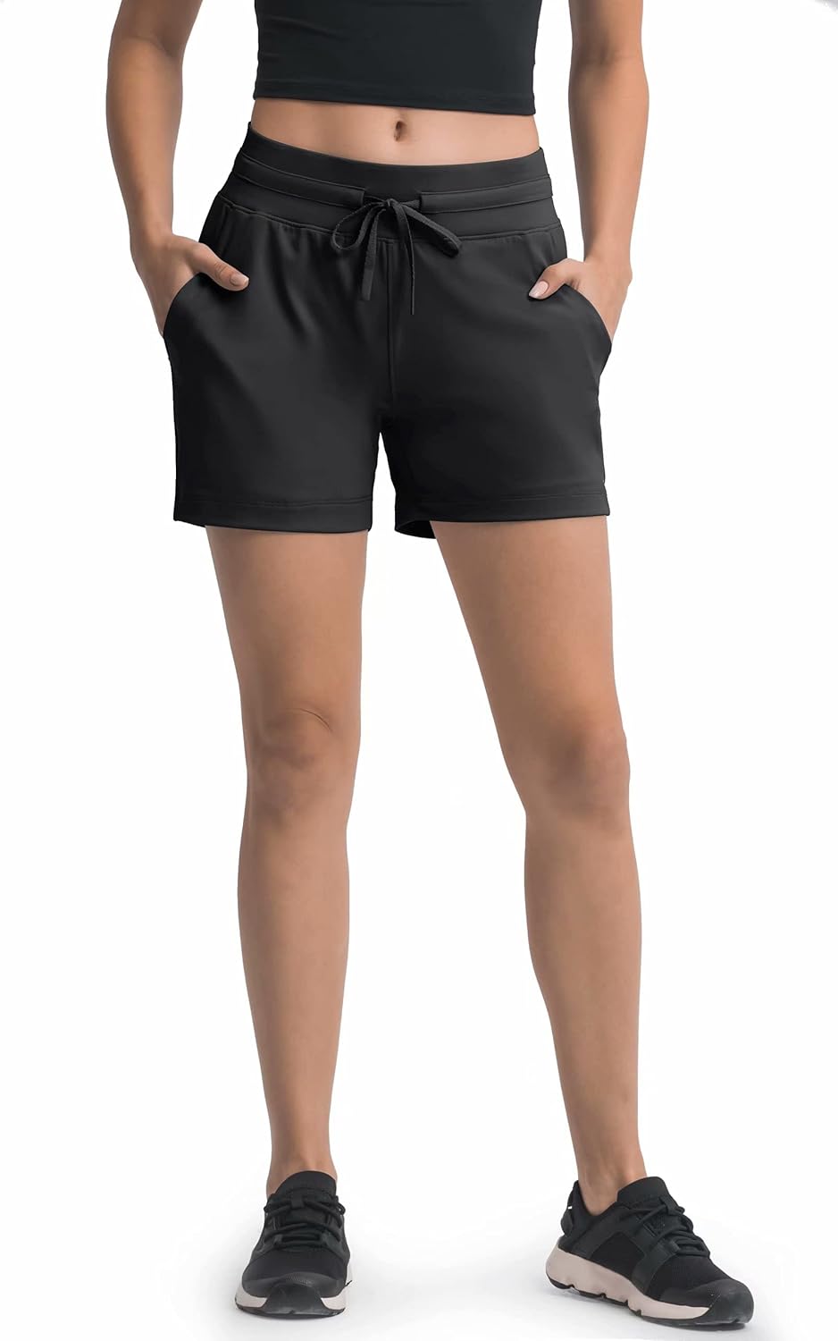 Boladeci Women's Elastic High Waisted Drawstring Stretchy Athletic Shorts with Pockets : Sports & Outdoors