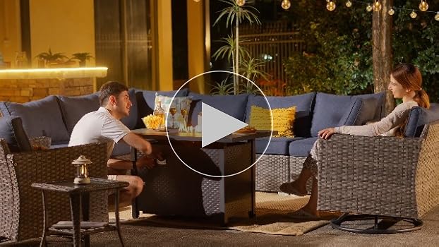 Amazon.com: ovios 11 Piece Outdoor Patio Furniture Set with Fire